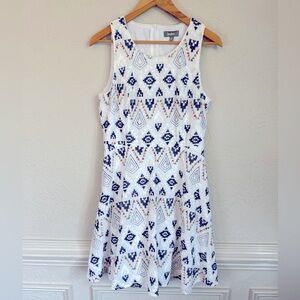 Neiman Marcus Womens White Sleeveless Embroidered Tank Dress Size 10